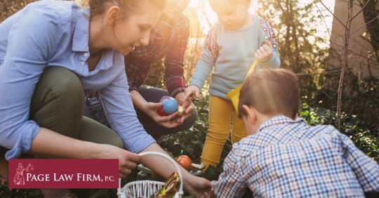 kids and parents at easter egg hunt