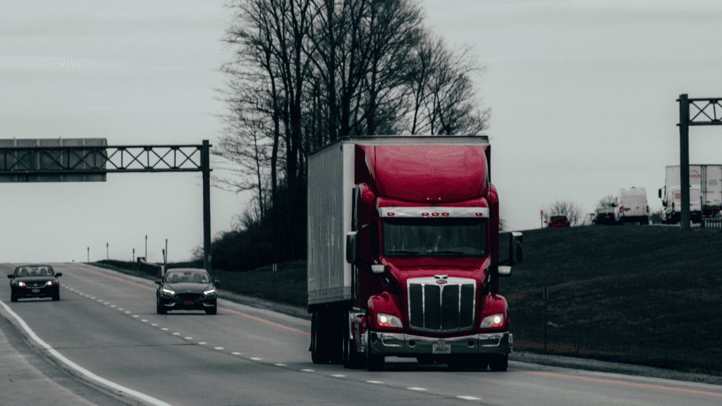 18-Wheeler drives down the highway