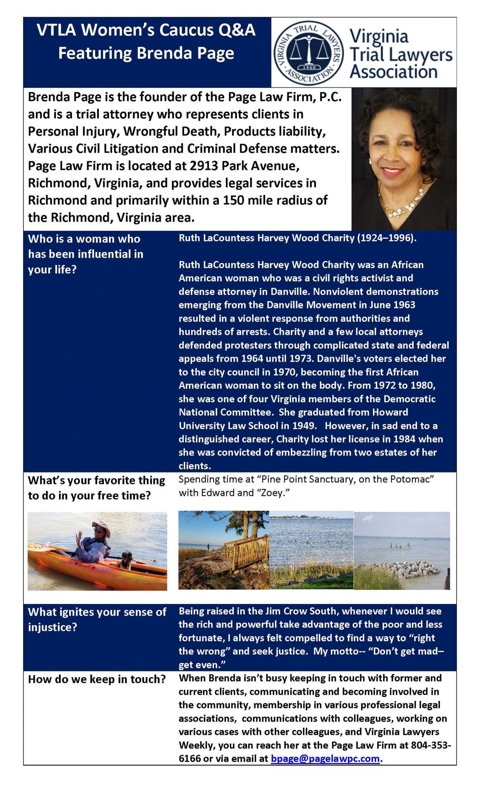 VTLA Profile of Brenda L. Page